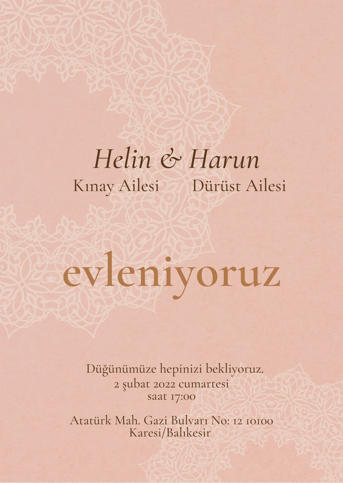 Sade Davetiye Modeli #223