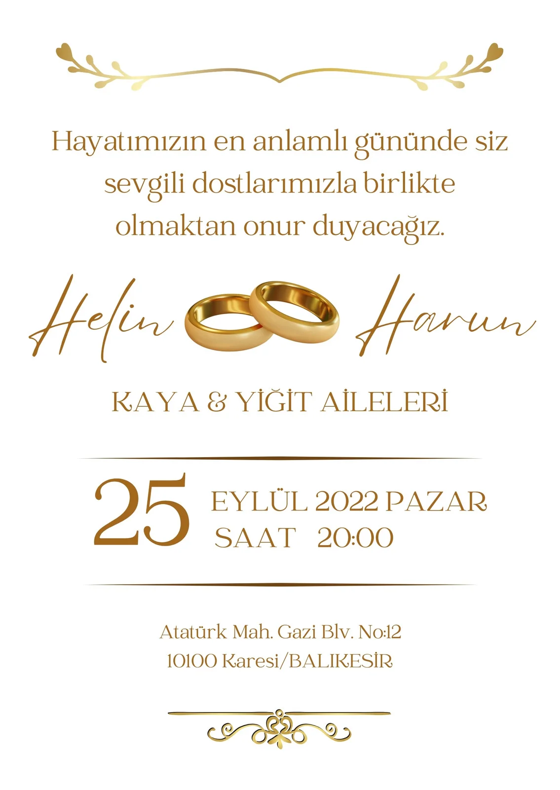 Sade Davetiye Modeli #244