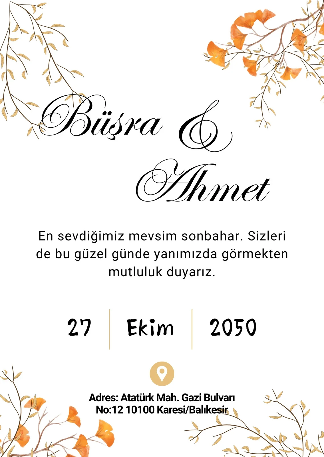 Sade Davetiye Modeli #207