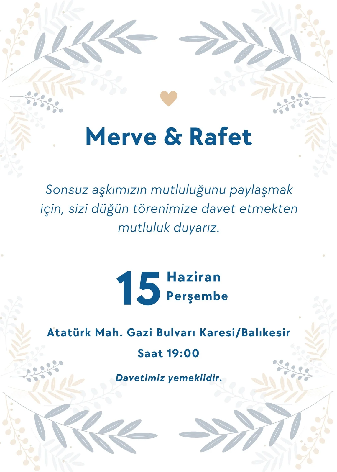 Sade Davetiye Modeli #211