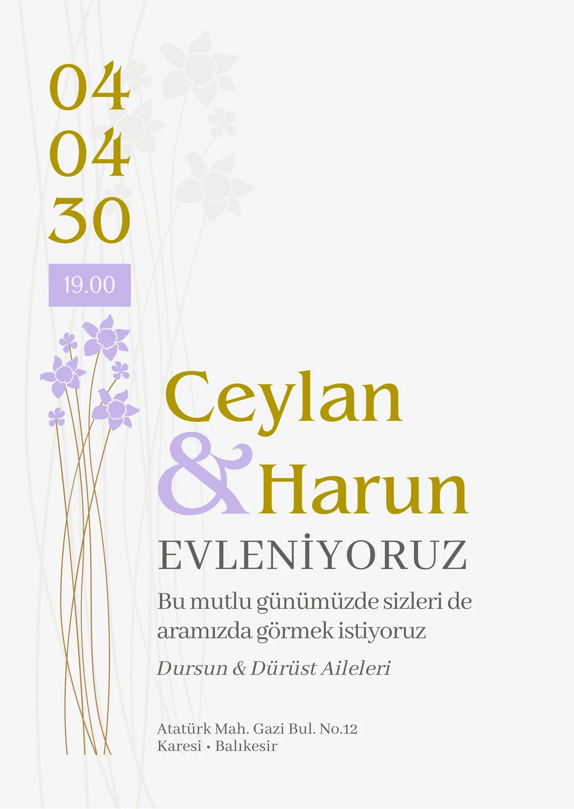 Sade Davetiye Modeli #216