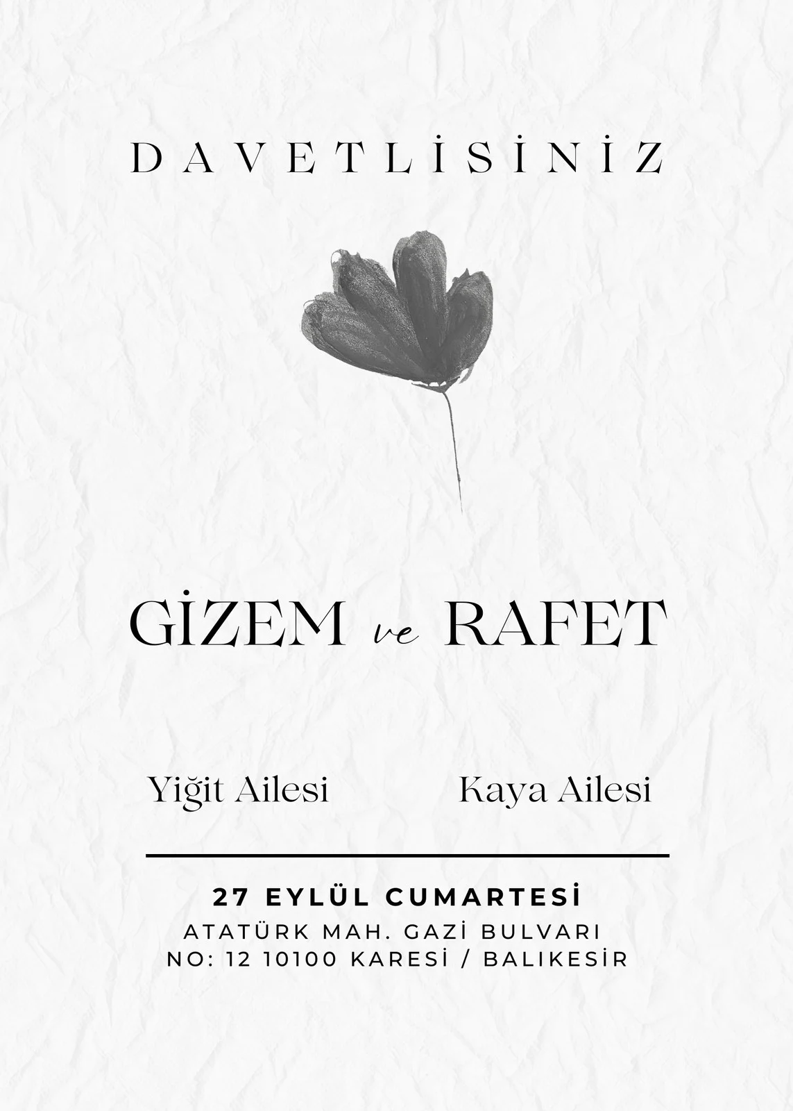 Sade Davetiye Modeli #238