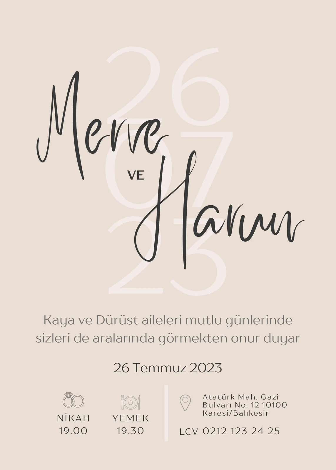 Sade Davetiye Modeli #239